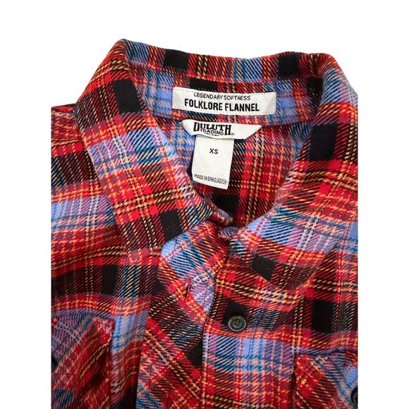 Duluth Trading Company red white plaid flannel Christmas holiday winter sz XS - Picture 2 of 9